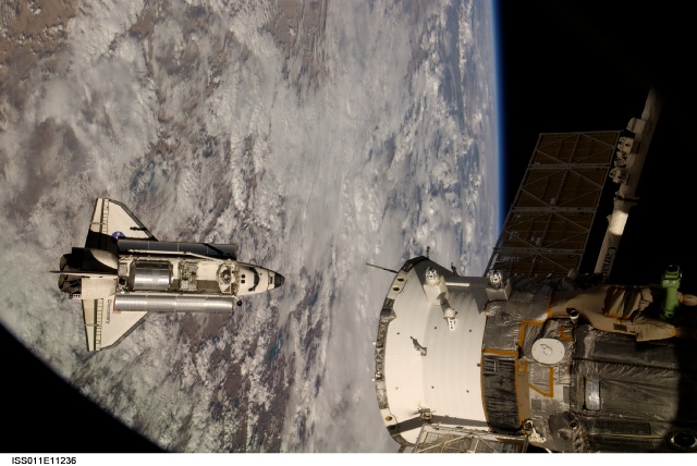 The STS-114 in orbit as seen from the ISS.